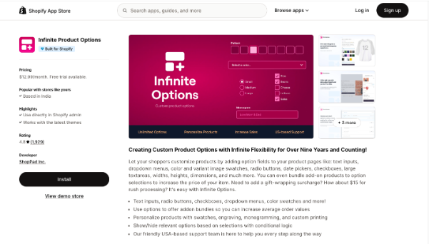 Infinite Product Options
