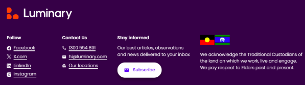 website footer from Luminary